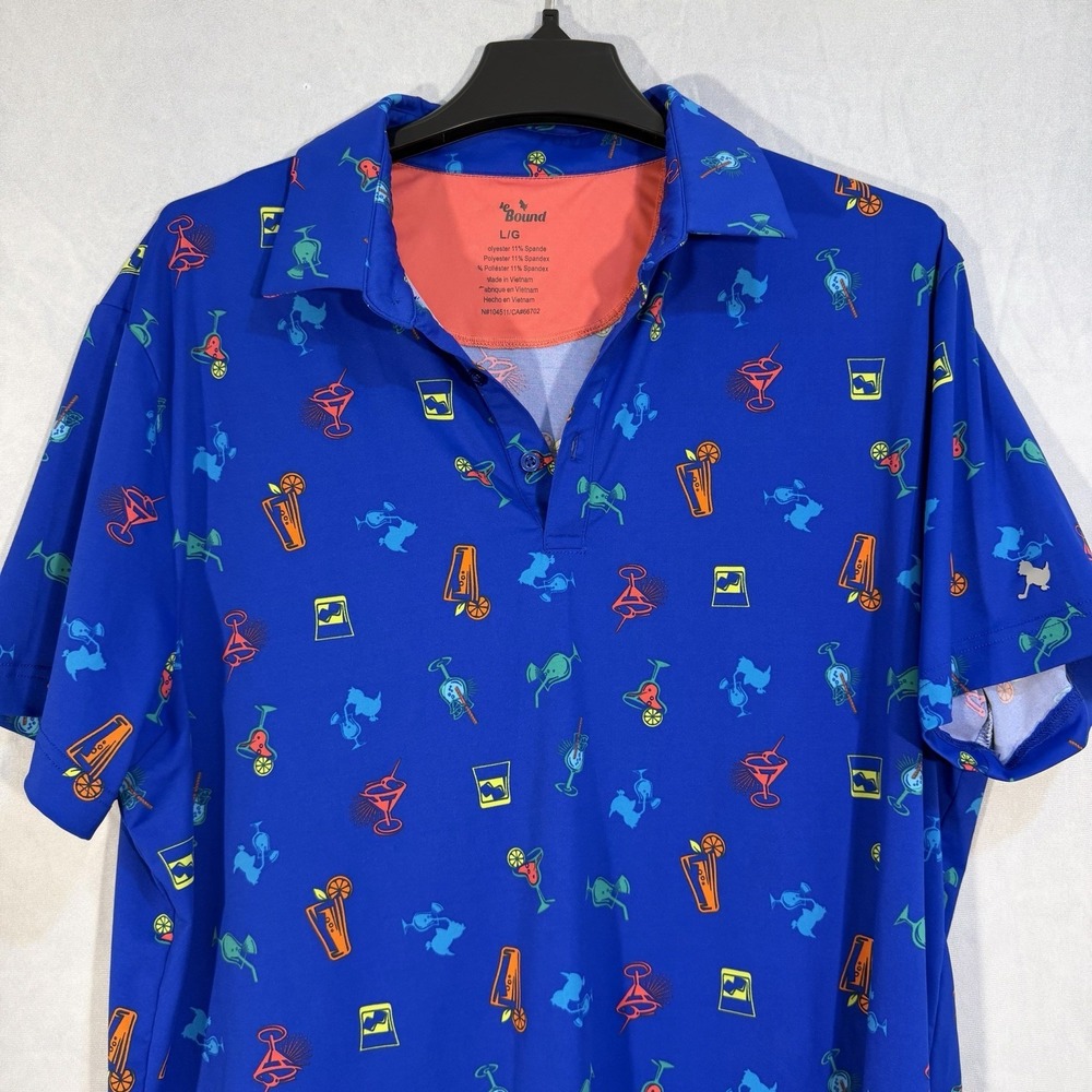 Birdie Bound Polo Shirt‎ Mens Large Cocktails Golf Stretch Fun Top